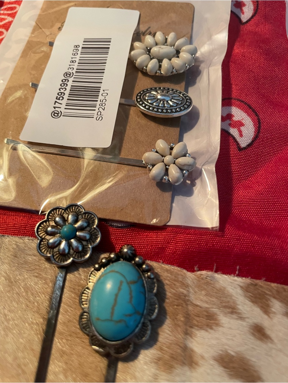 BULK Western Silver Boho Hair Pins w/ Beads & Turquoise